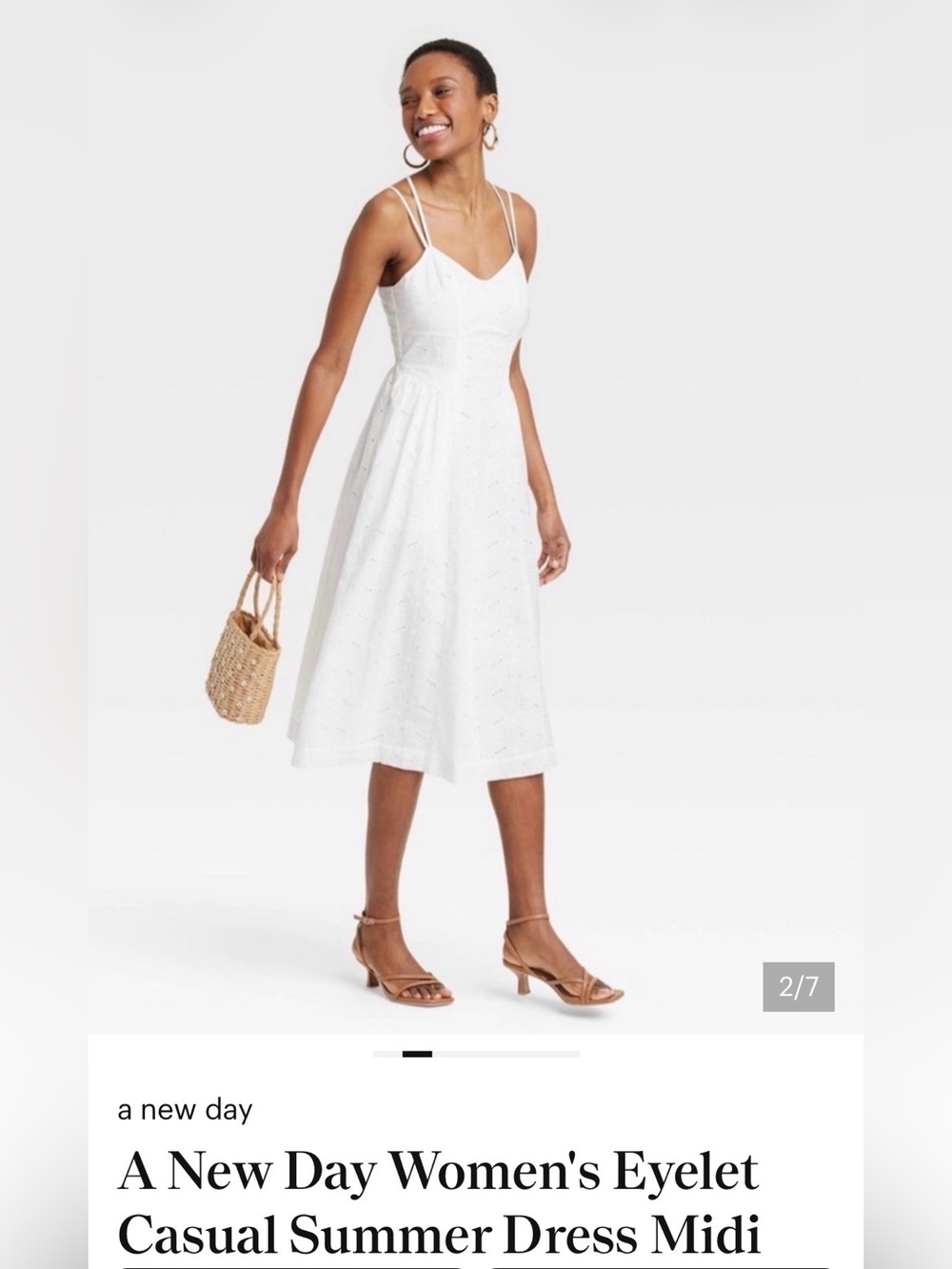 A New Day White Eyelet Midi Dress NWOT